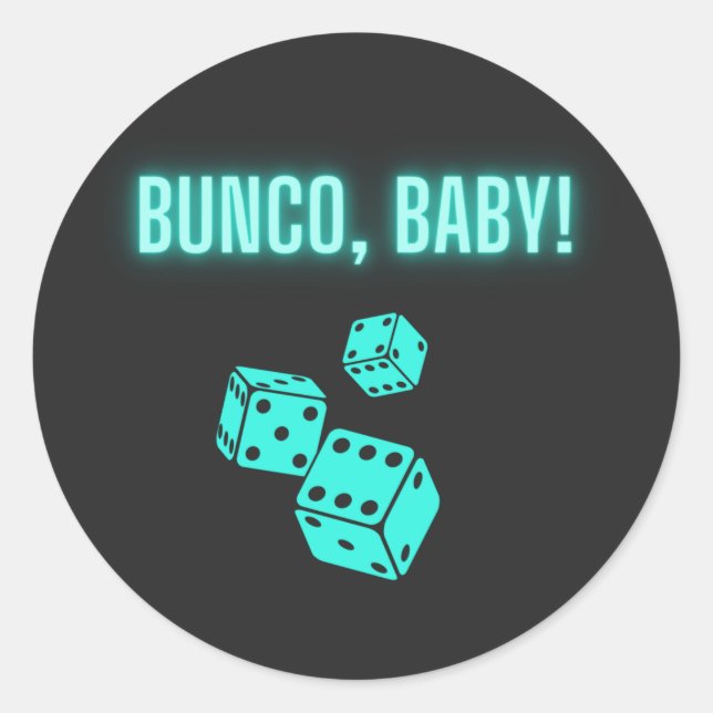 Neon Aqua Bunco Baby  Classic Round Sticker (Front)