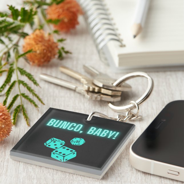 Neon Aqua Bunco Baby  Key Ring (Front Right)