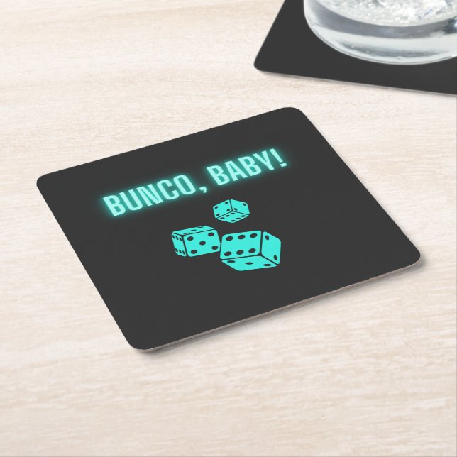 Neon Aqua Bunco Baby  Square Paper Coaster (Angled)