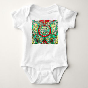Neon arabesque ornament: 80s style. baby bodysuit