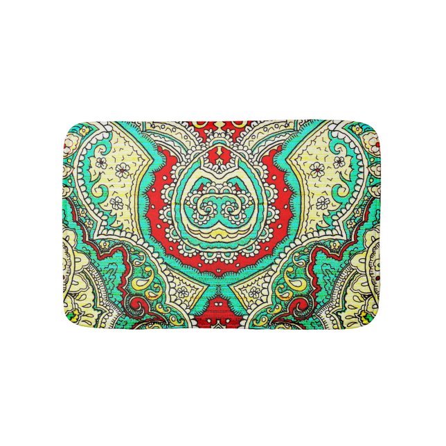 Neon arabesque ornament: 80s style. bath mat (Front)