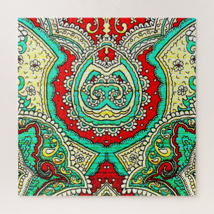 Neon arabesque ornament: 80s style. jigsaw puzzle