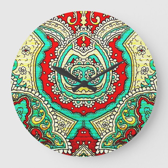 Neon arabesque ornament: 80s style. large clock (Front)