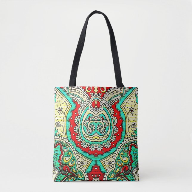 Neon arabesque ornament: 80s style. tote bag (Front)