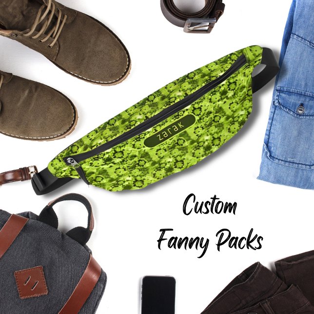 Neon & Army Green Shibori Pattern Cool Men Bum Bags (Creator Uploaded)