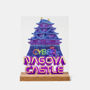 Neon art of "Nagoya Castle" in cyberpunk style Acrylic Sign