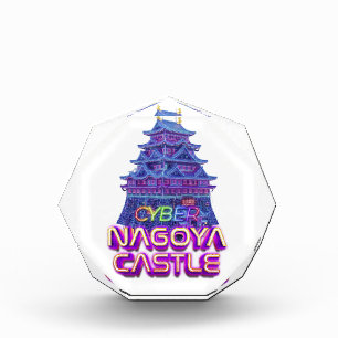 Neon art of "Nagoya Castle" in cyberpunk style Photo Block