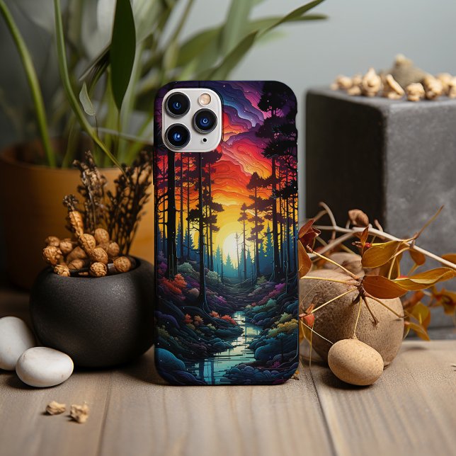 Neon Art, Psychedelic Pine Tree Forest Case-Mate iPhone Case (Creator Uploaded)