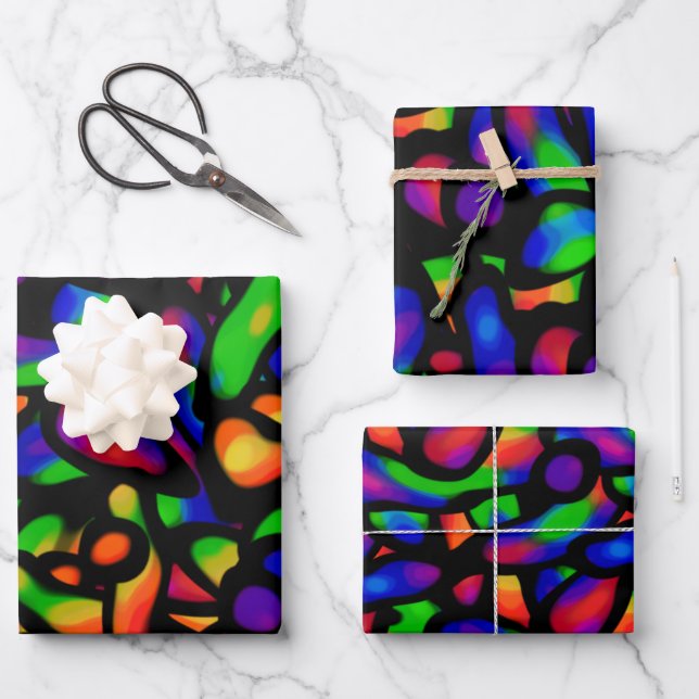 Neon Art Wrapping Paper Sheet (Front)