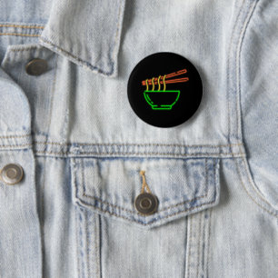 Neon Asian Noodle Bowl  6 Cm Round Badge