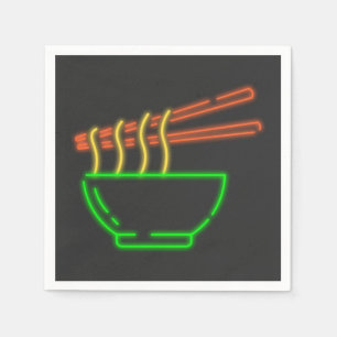 Neon Asian Noodle Bowl  Napkin