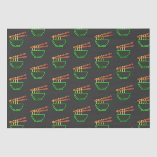 Neon Asian Noodle Bowl Pattern   Tissue Paper (Front)