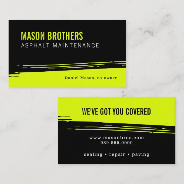 Neon Asphalt Paving Sealing Blacktop Business Card (Front/Back)