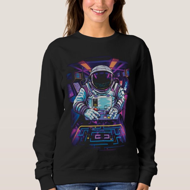 Neon Astronaut Cosmic Space Exploration Graphic  Sweatshirt (Front)