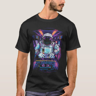 Neon Astronaut Cosmic Space Exploration Graphic T-Shirt