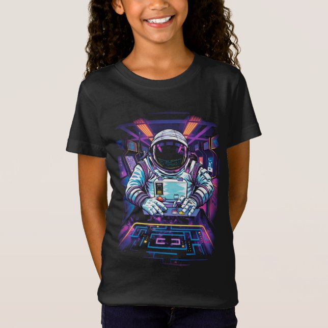 Neon Astronaut Cosmic Space Exploration Graphic  T-Shirt (Front)