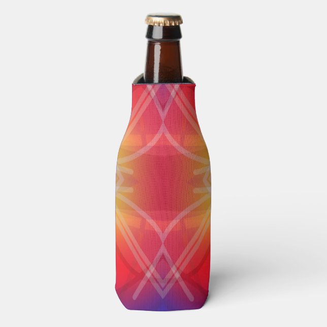 Neon Attractions Layered Abstract Design  Bottle Cooler (Bottle Front)