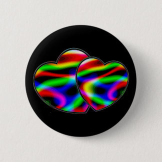 Neon Aurora Hearts 6 Cm Round Badge