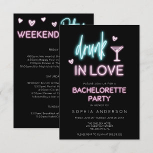 Neon Bachelorette Party Invitation Itinerary
