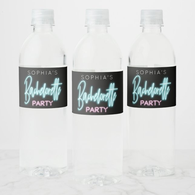 Neon Bachelorette Water Bottle Labels (Bottles)