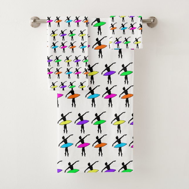 Neon Ballerinas Ballet Tutu Dance Teacher Pointe Bath Towel Set (Insitu)