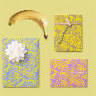 Neon Bananas Wrapping Paper Sheet