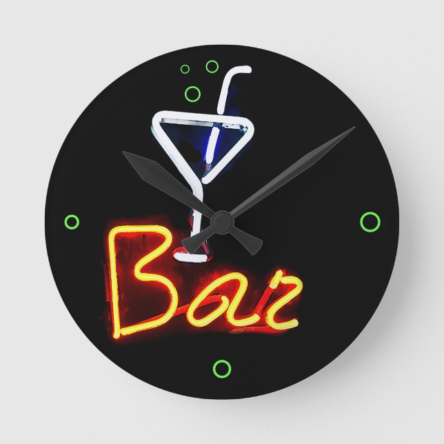 Neon Bar Round Clock (Front)