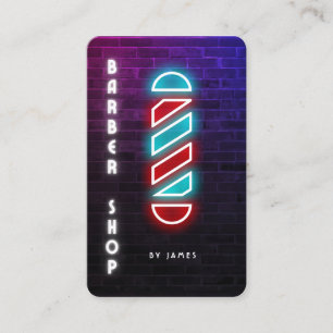 Neon Barber's Pole Barbershop Business Card
