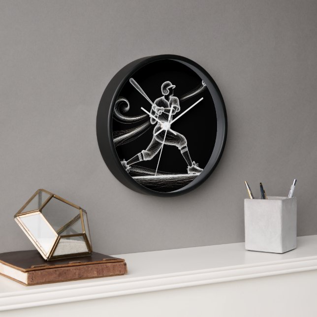 Neon Baseball Player  Clock (Office)