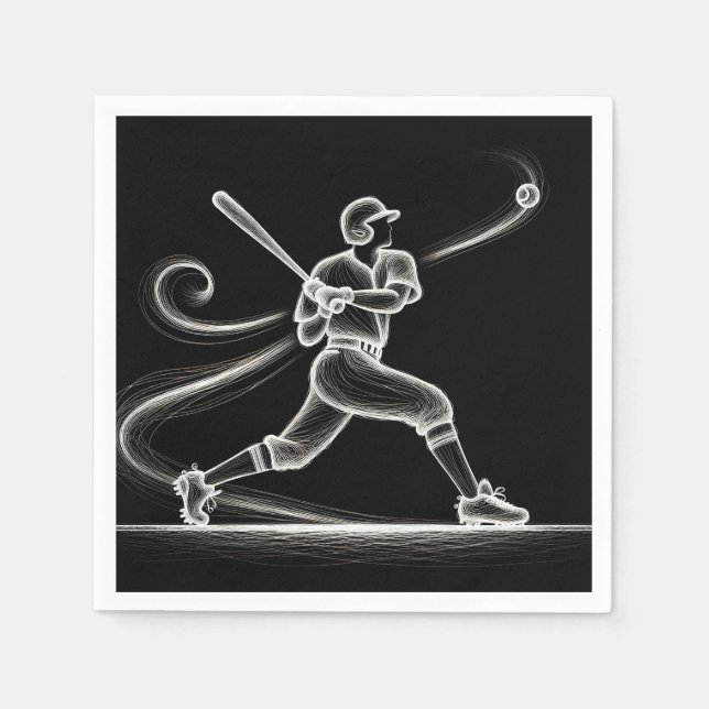 Neon Baseball Player Swinging A Bat Napkin (Front)