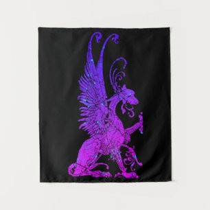 Neon Basilisk Monster Symbol Dragon Ancient Beast Tapestry