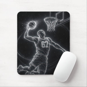 Neon Basketball Player Number 67 Mouse Mat