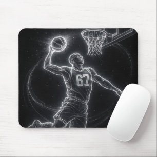 Neon Basketball Player Number 67 Mouse Mat