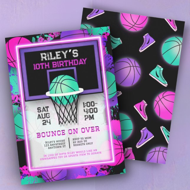 Neon Basketball Sneakers & Paint Splatter Birthday (Creator Uploaded)