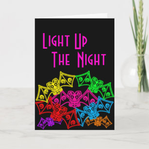 Neon Bats Birthday Card