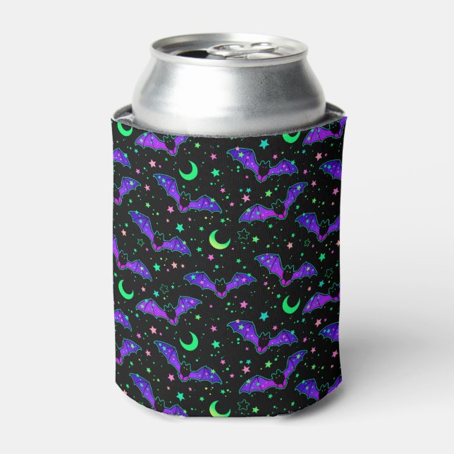 Neon Bats Moons and Stars Can Cooler (Can Front)