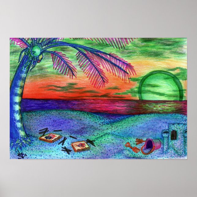 "Neon Beach" Psychedelic 11x13 Wall Poster (Front)