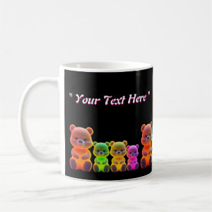Neon Bear Family Digital Art Coffee Mug