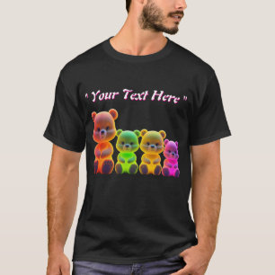 Neon Bear Family Digital Art T-Shirt