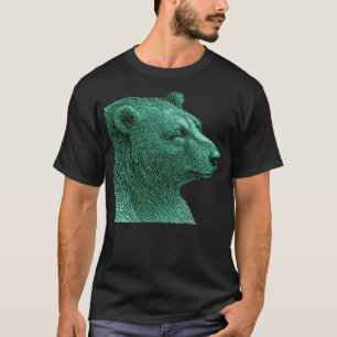 Neon Bear Line Art Modern Wildlife Illustration T-Shirt