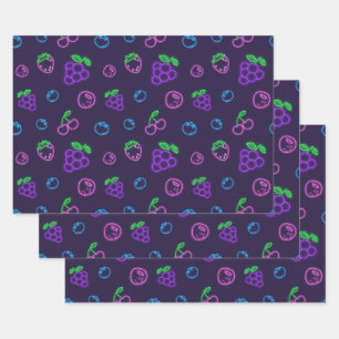 Neon Berry Pattern Gift Wrap Sheets