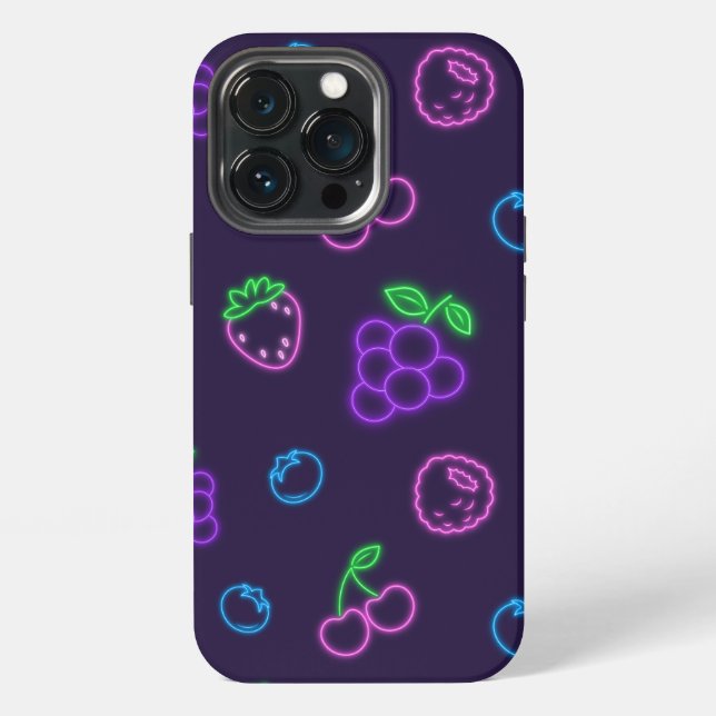 Neon Berry Pattern iPhone 13 Pro Case (Back)