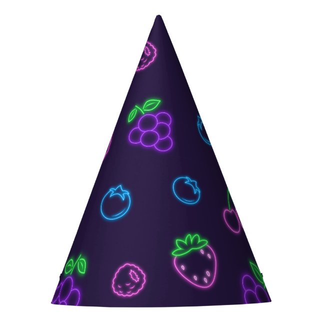 Neon Berry Pattern - Paper Party Strawberry Hat (Front)