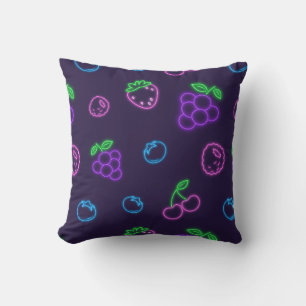 Neon Berry Pattern Square Throw Pillow