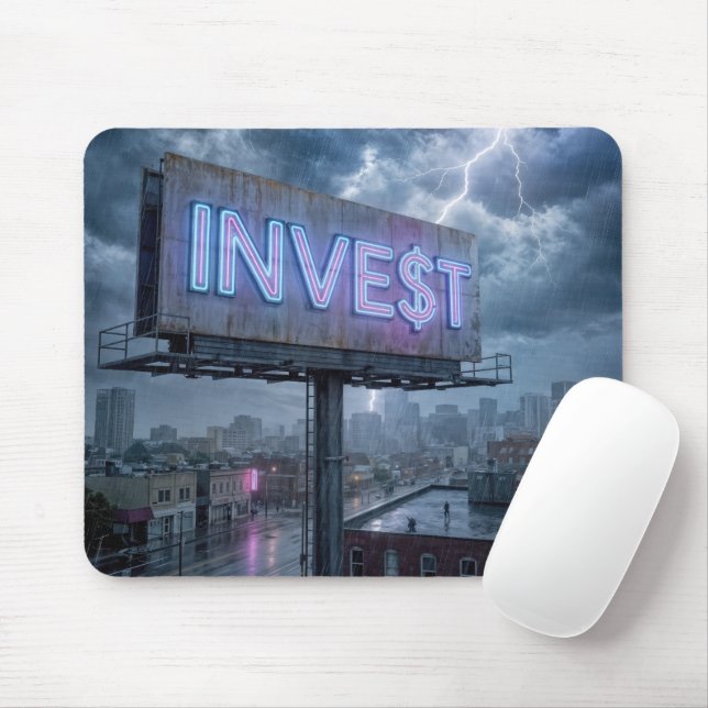 Neon Billboard with INVEST Text Mouse Mat (With Mouse)
