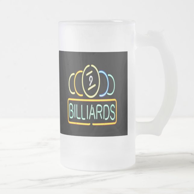 Neon Billiard Pool Sign Frosted Beer Mug Cup (Right)