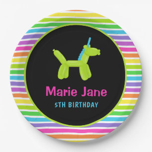 NEON BIRTHDAY ANIMALS BALLOONS PAPER PLATE