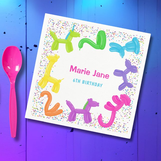 NEON BIRTHDAY ANIMALS BALLOONS PAPER PLATES NAPKIN (Creator Uploaded)