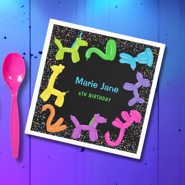 NEON BIRTHDAY ANIMALS BALLOONS PAPER PLATES NAPKIN (Creator Uploaded)