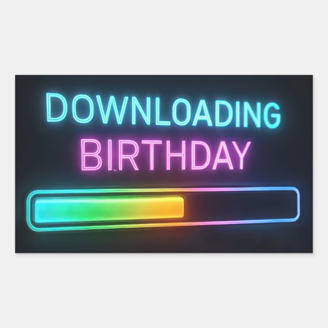 Neon Birthday Computer Downloading Bar Rectangular Sticker (Front)